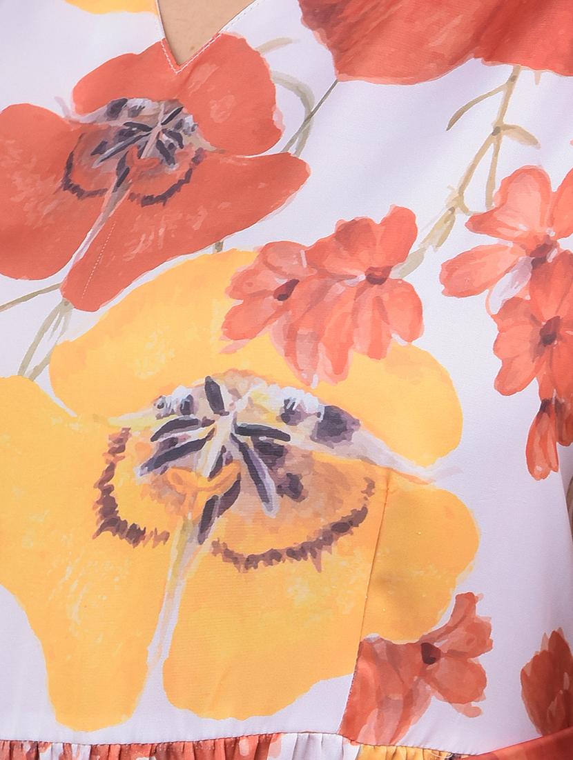 women floral printed puff sleeves tiered dress - 21854816 - Standard Image - 5