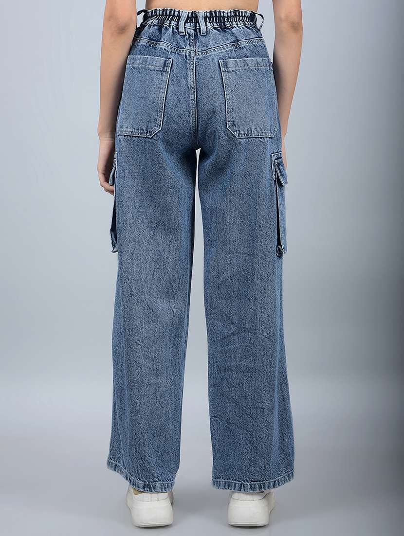 women solid high rise baggy cargo - 21854822 -  Standard Image - 3