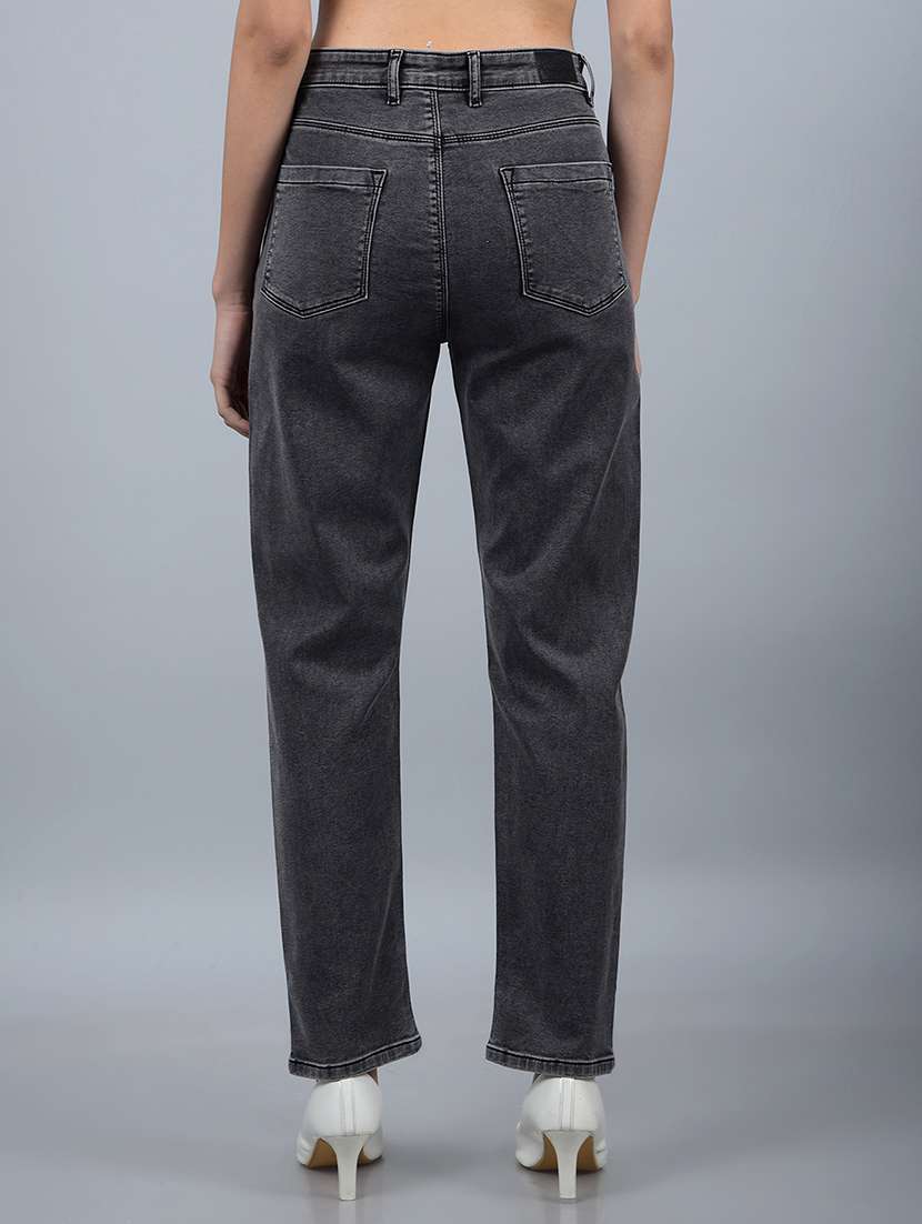 women solid high rise straight fit jean - 21854835 -  Standard Image - 3