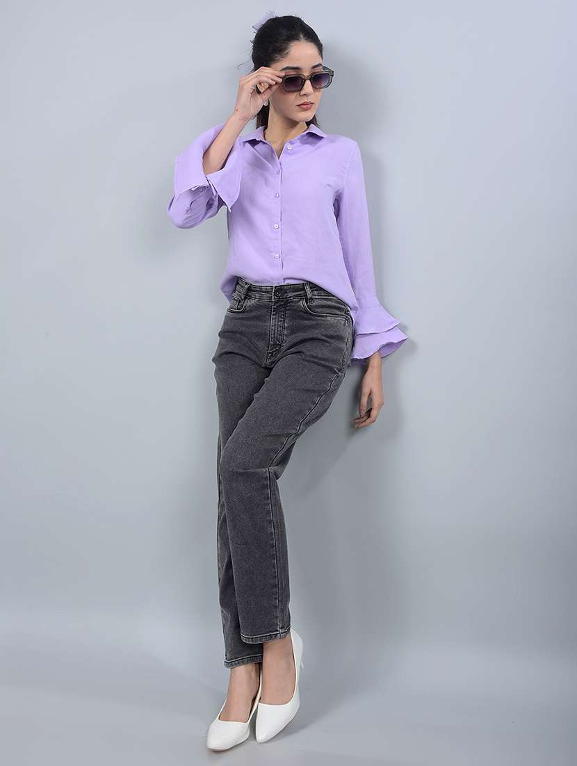 women solid high rise straight fit jean - 21854835 -  Standard Image - 5