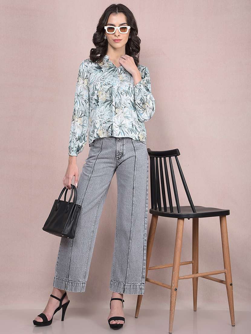 women solid mid rise wide leg jean - 21854844 - Standard Image - 5