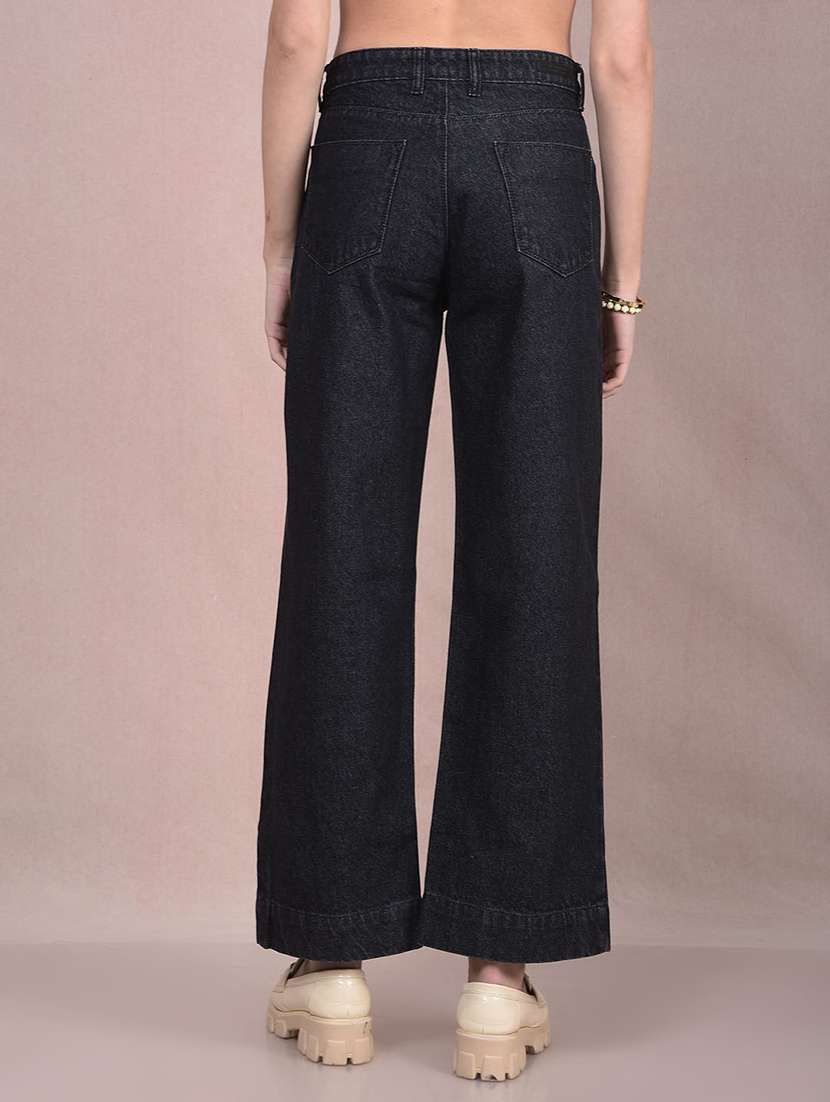 women solid high rise wide leg jean - 21854845 -  Standard Image - 3