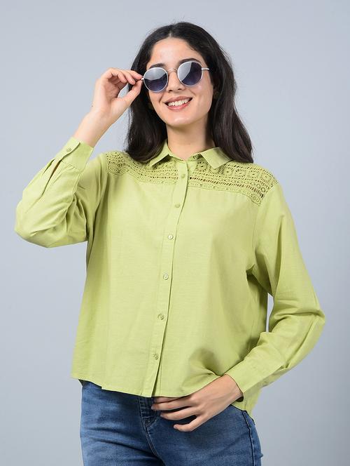 women solid collared long sleeves regular shirt - 21854857 - Standard Image - 0