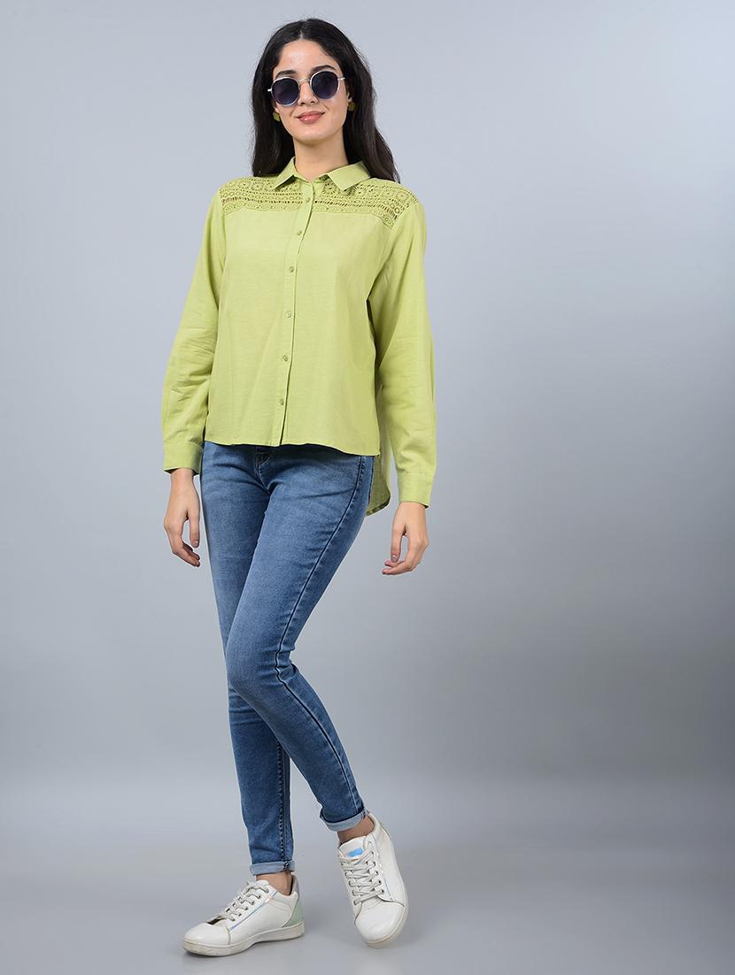 women solid collared long sleeves regular shirt - 21854857 - Standard Image - 5