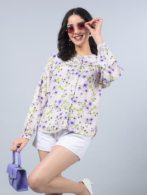 women floral print puff sleeves shirt - 21854861 -  Standard Image - 0