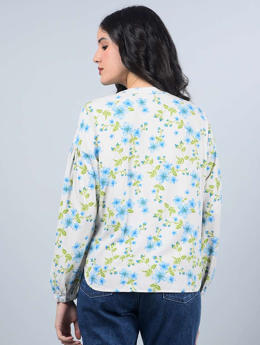 women floral printed puff sleeves regular shirt - 21854862 -  Standard Image - 3