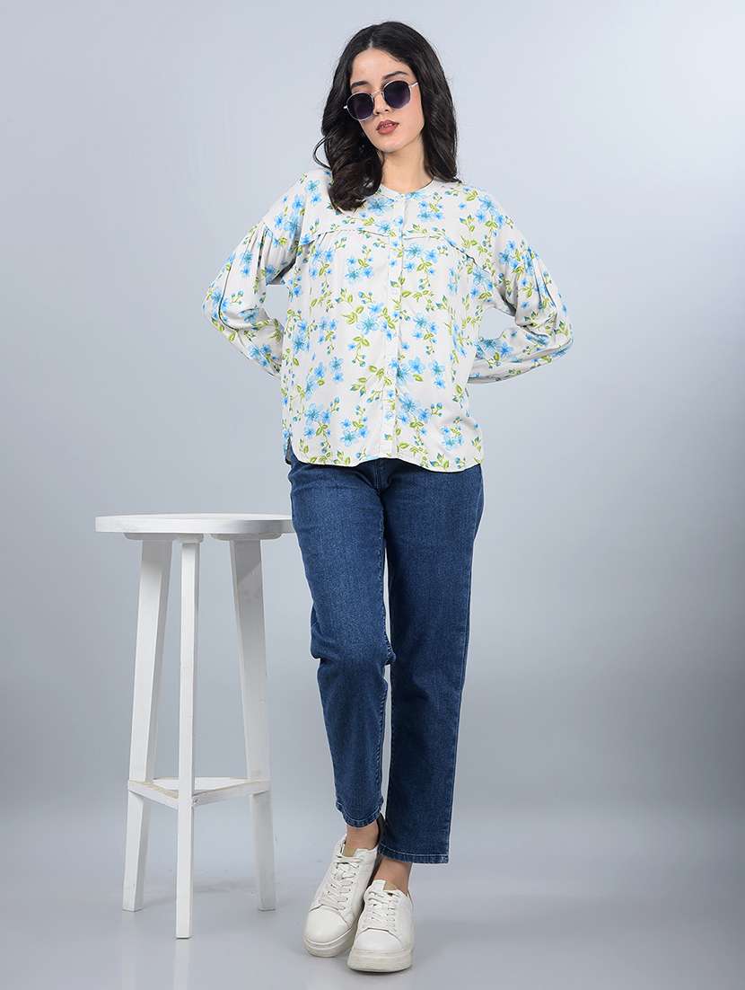 women floral printed puff sleeves regular shirt - 21854862 -  Standard Image - 5