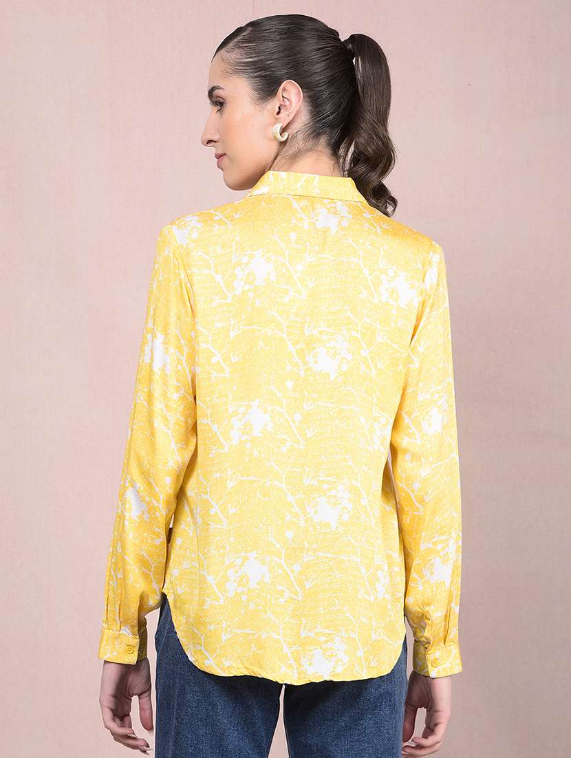 women printed long sleeves high low shirt - 21854865 -  Standard Image - 3