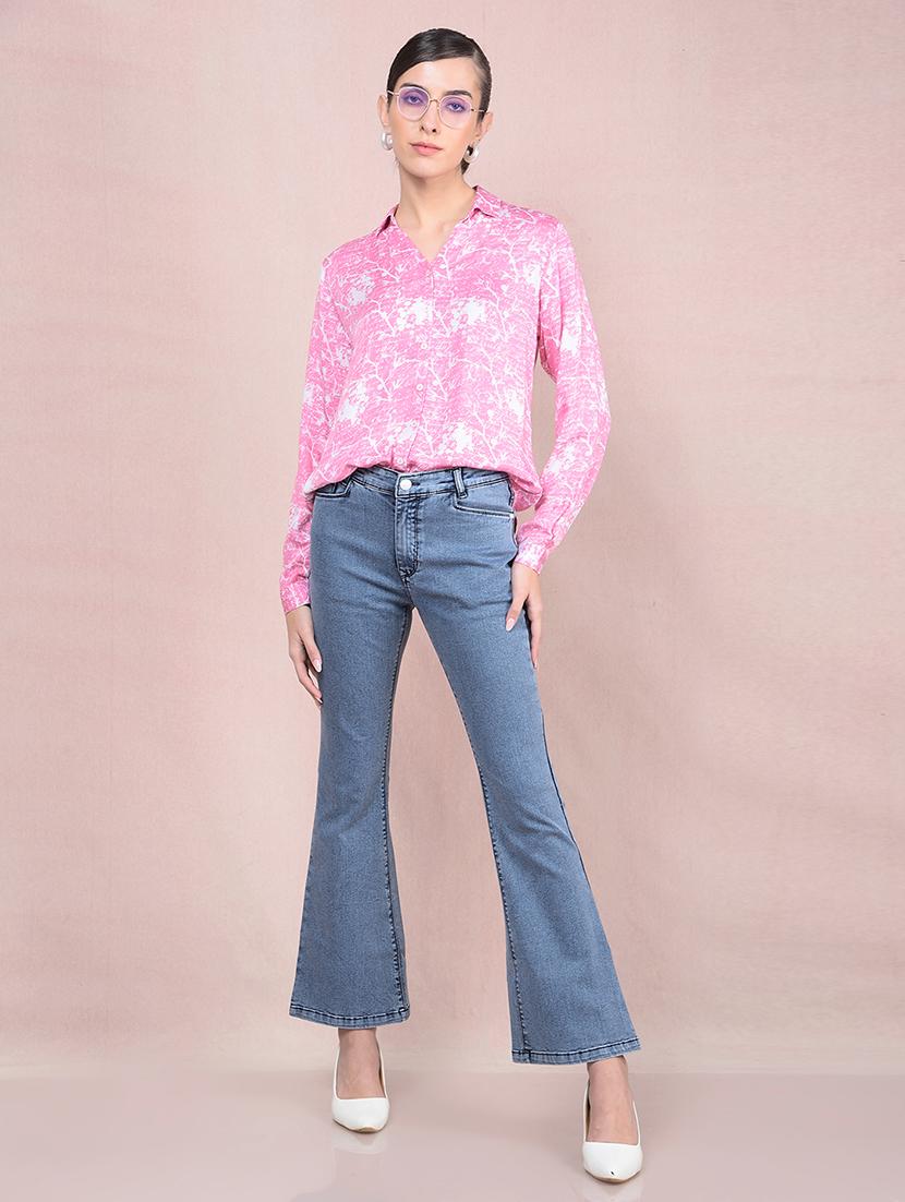 women printed collared high low shirt - 21854866 - Standard Image - 5