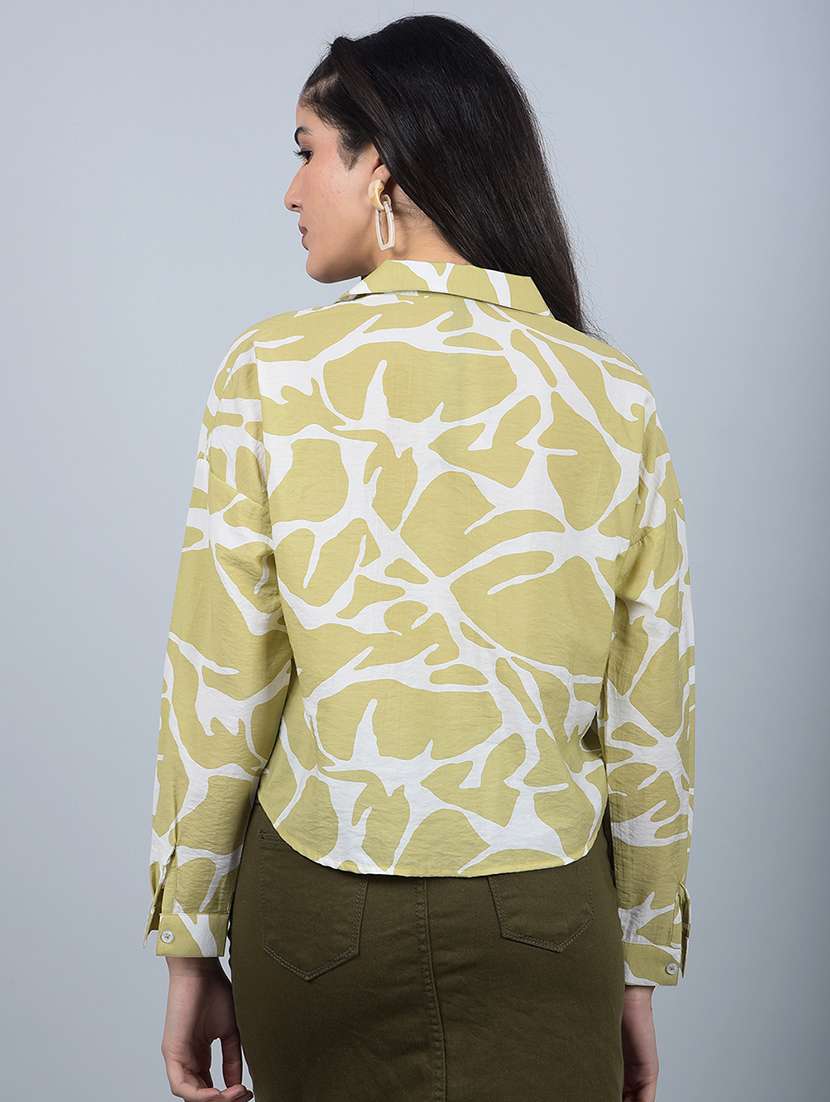 women printed long sleeves crop shirt - 21854870 -  Standard Image - 3