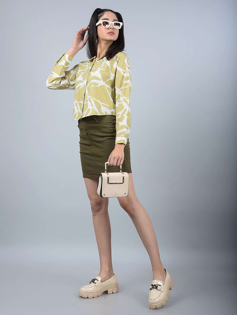 women printed long sleeves crop shirt - 21854870 -  Standard Image - 5