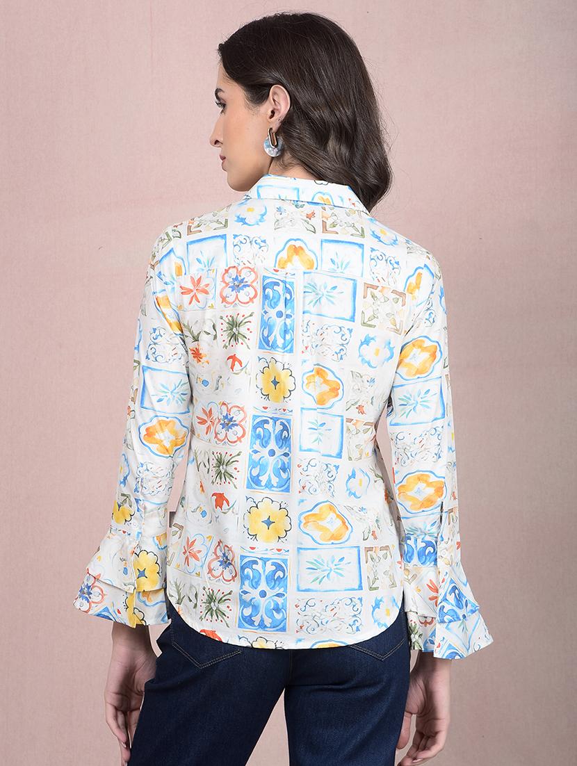 women printed bell sleeves regular shirt - 21854876 - Standard Image - 3