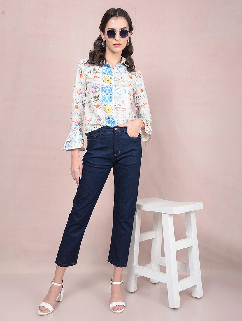 women printed bell sleeves regular shirt - 21854876 - Standard Image - 5