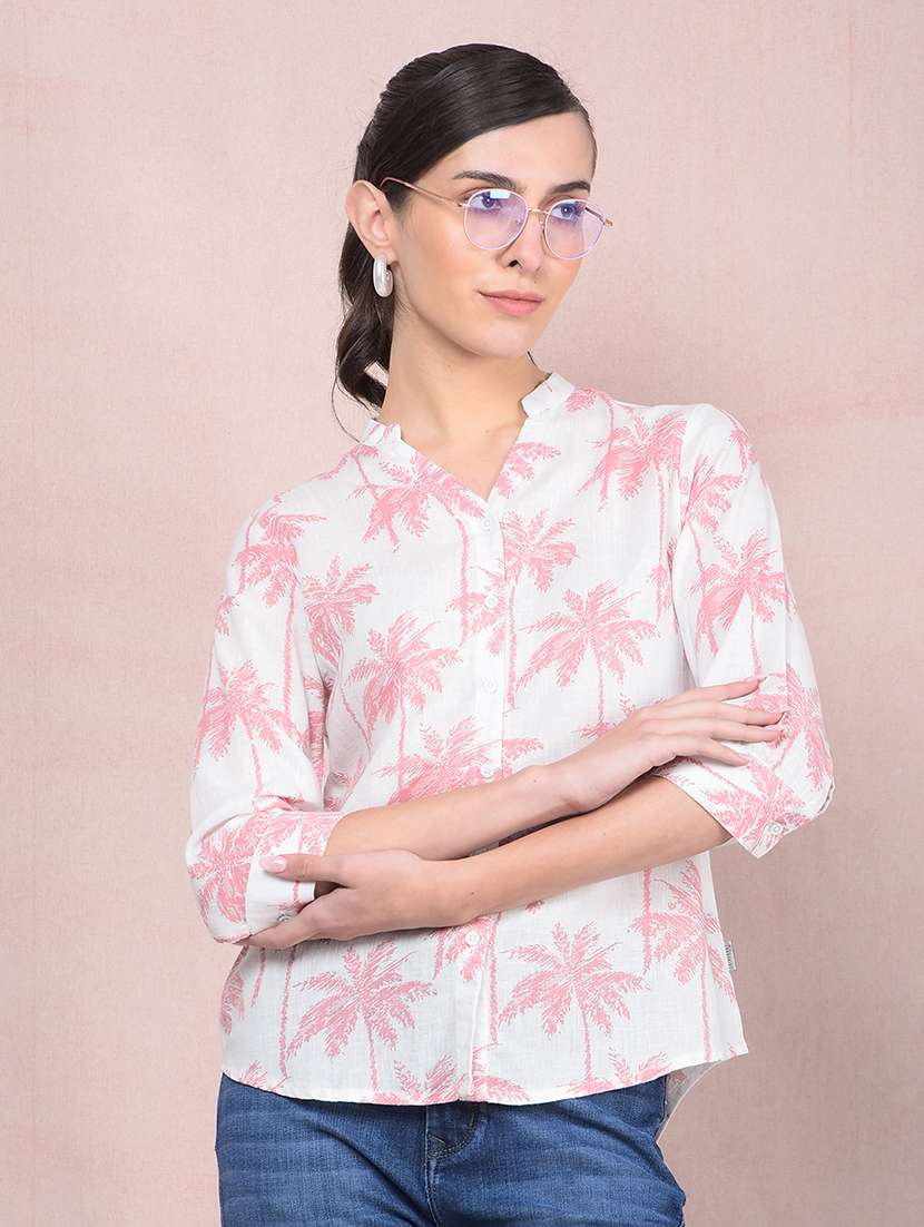 women printed mandarin neck regular shirt - 21854878 -  Zoom Image - 0