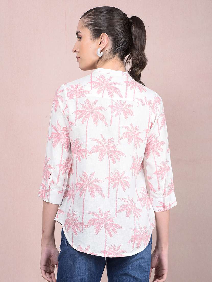 women printed mandarin neck regular shirt - 21854878 - Standard Image - 3