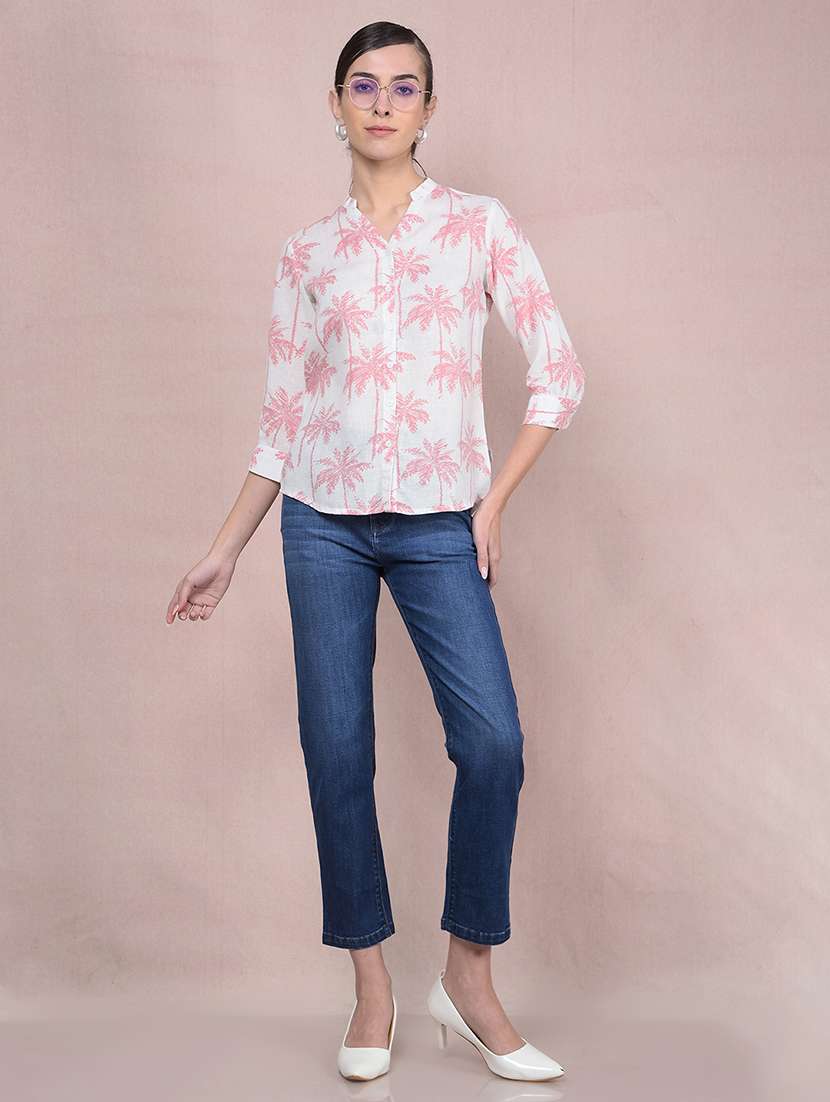 women printed mandarin neck regular shirt - 21854878 - Standard Image - 5