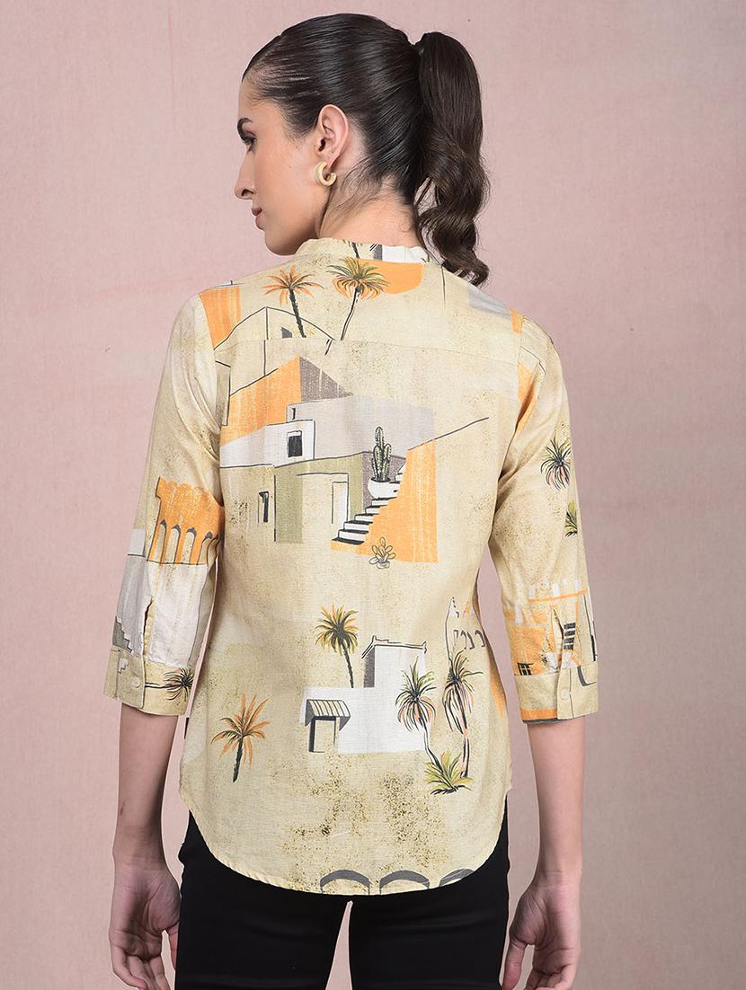 women printed mandarin neck regular shirt - 21854880 - Standard Image - 3