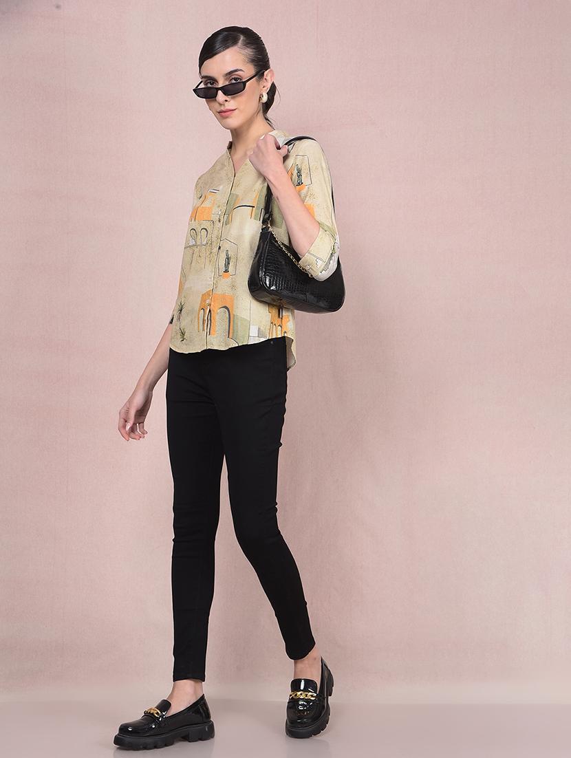 women printed mandarin neck regular shirt - 21854880 - Standard Image - 5