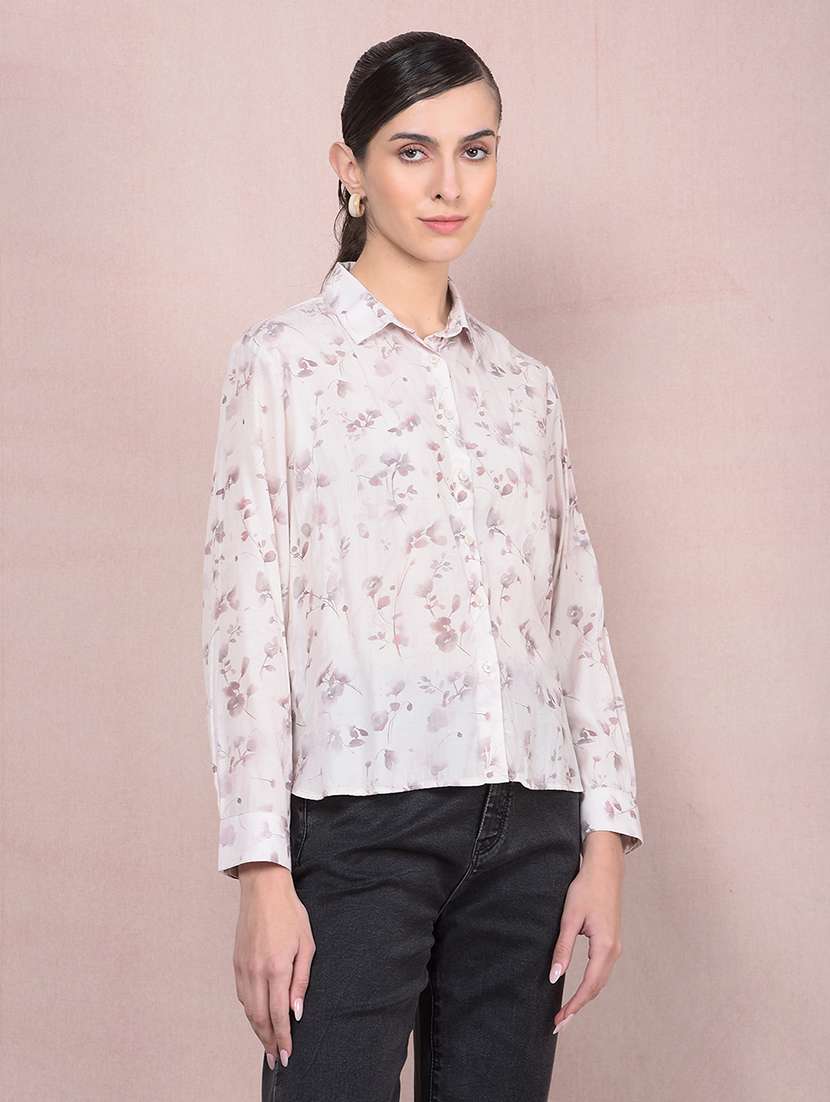 women printed collared high low shirt - 21854883 -  Standard Image - 3