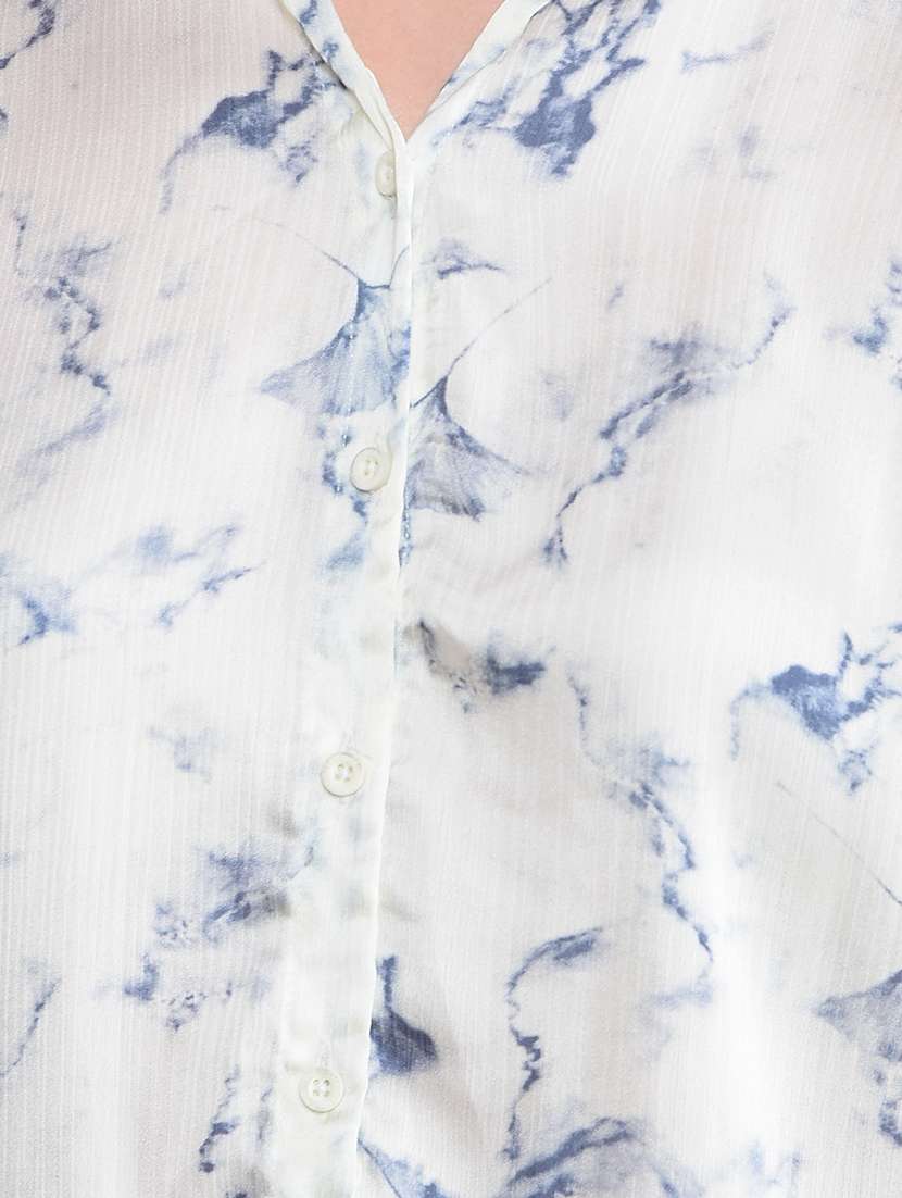 women printed collared high low shirt - 21854884 - Standard Image - 5