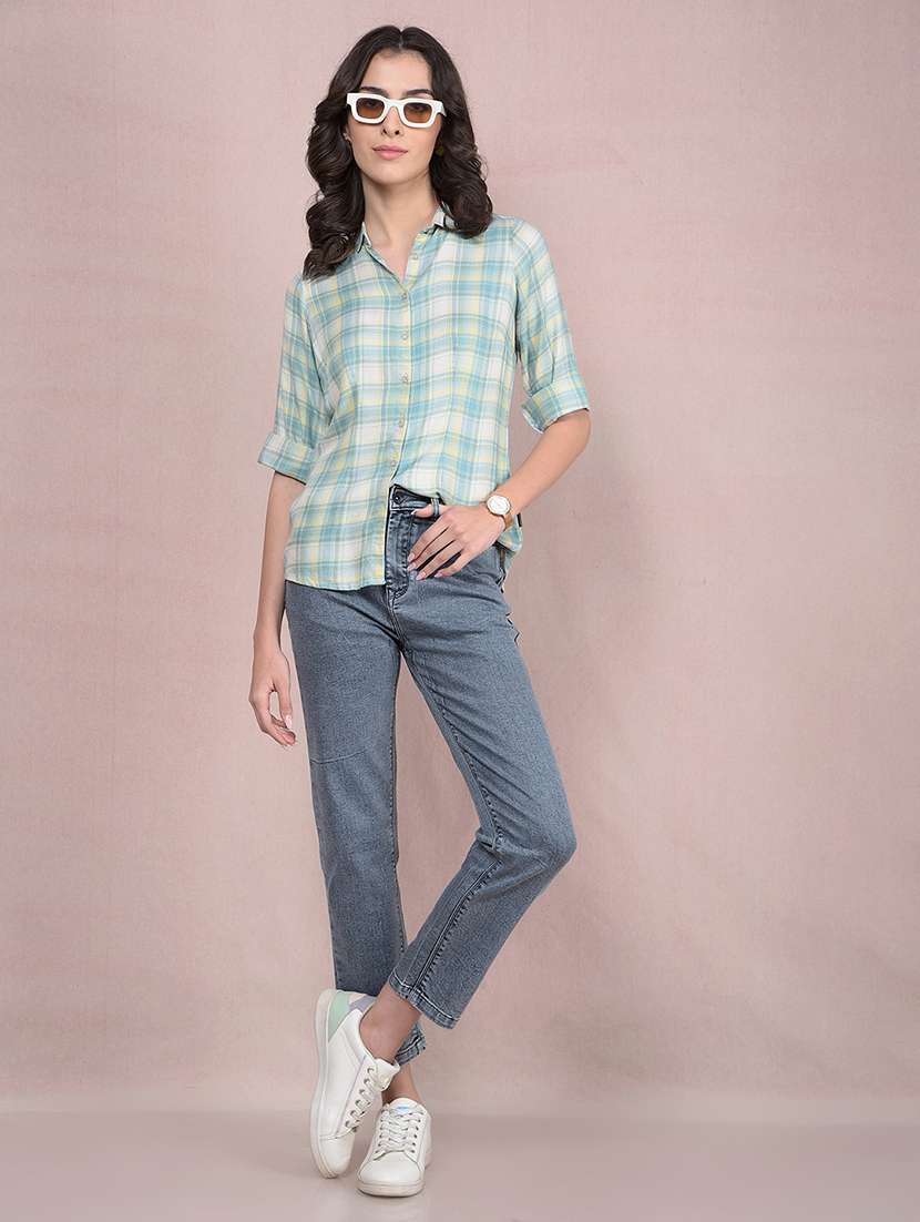 women checkered collared regular shirt - 21854891 -  Standard Image - 5