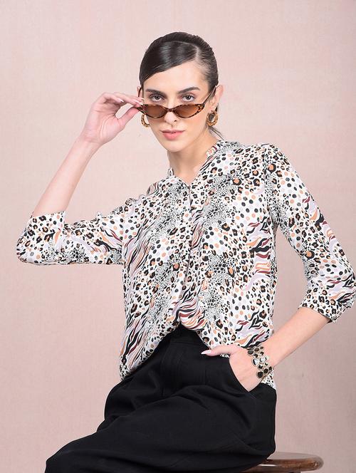 women animal printed mandarin neck regular shirt - 21854902 -  Standard Image - 0