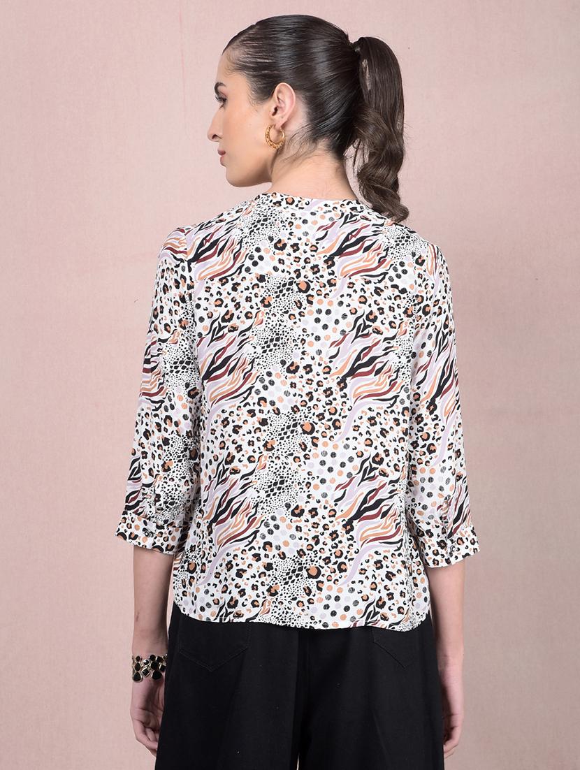 women animal printed mandarin neck regular shirt - 21854902 - Standard Image - 3