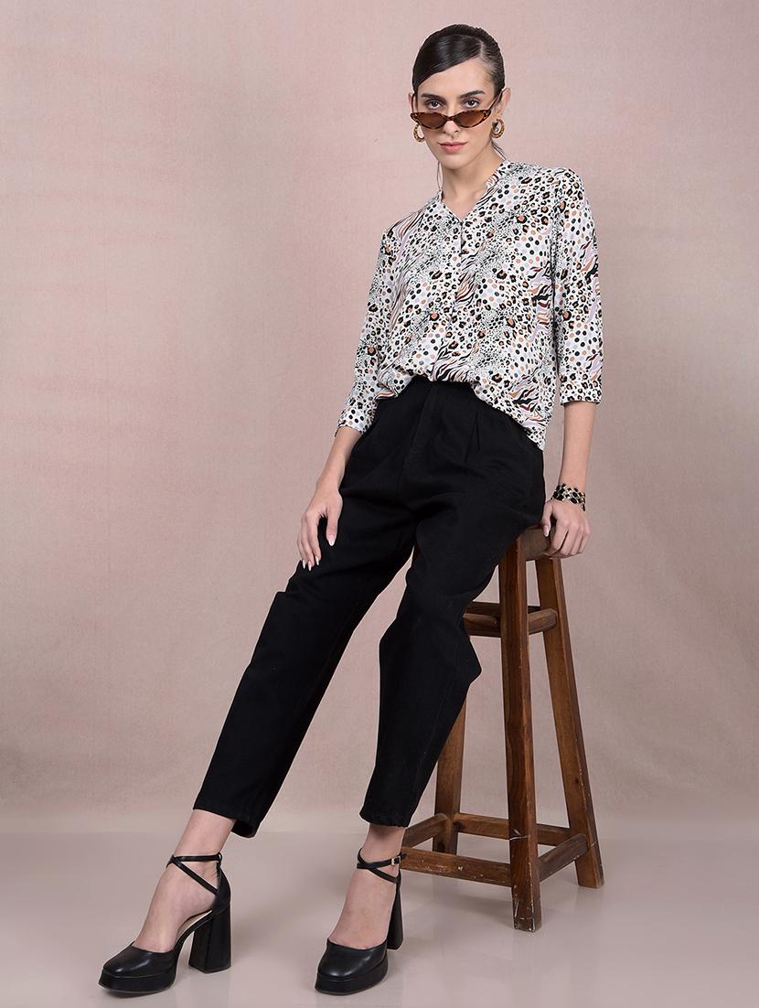 women animal printed mandarin neck regular shirt - 21854902 - Standard Image - 5