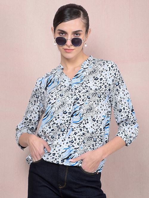women animal printed mandarin neck regular shirt - 21854903 - Standard Image - 0