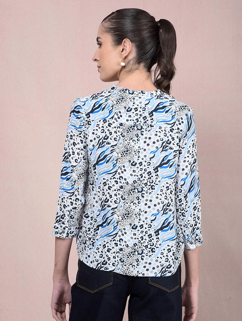 women animal printed mandarin neck regular shirt - 21854903 - Standard Image - 3