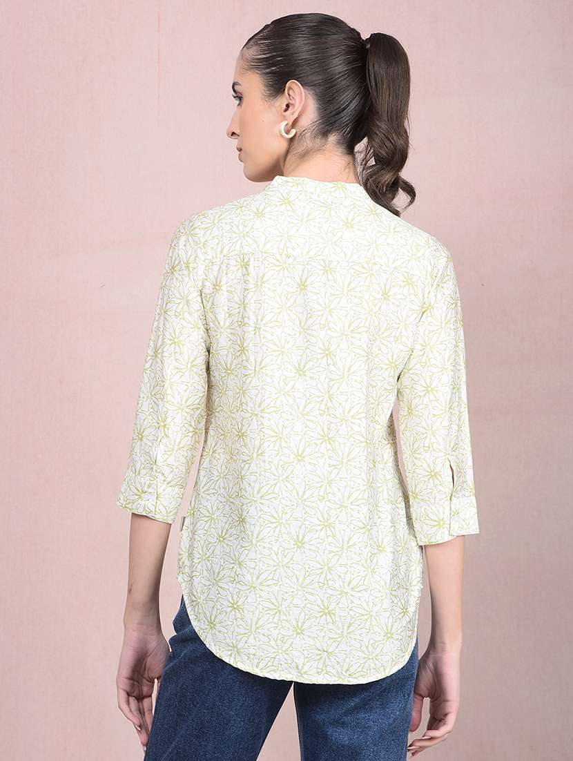 women printed mandarin neck regular top - 21854906 - Standard Image - 3