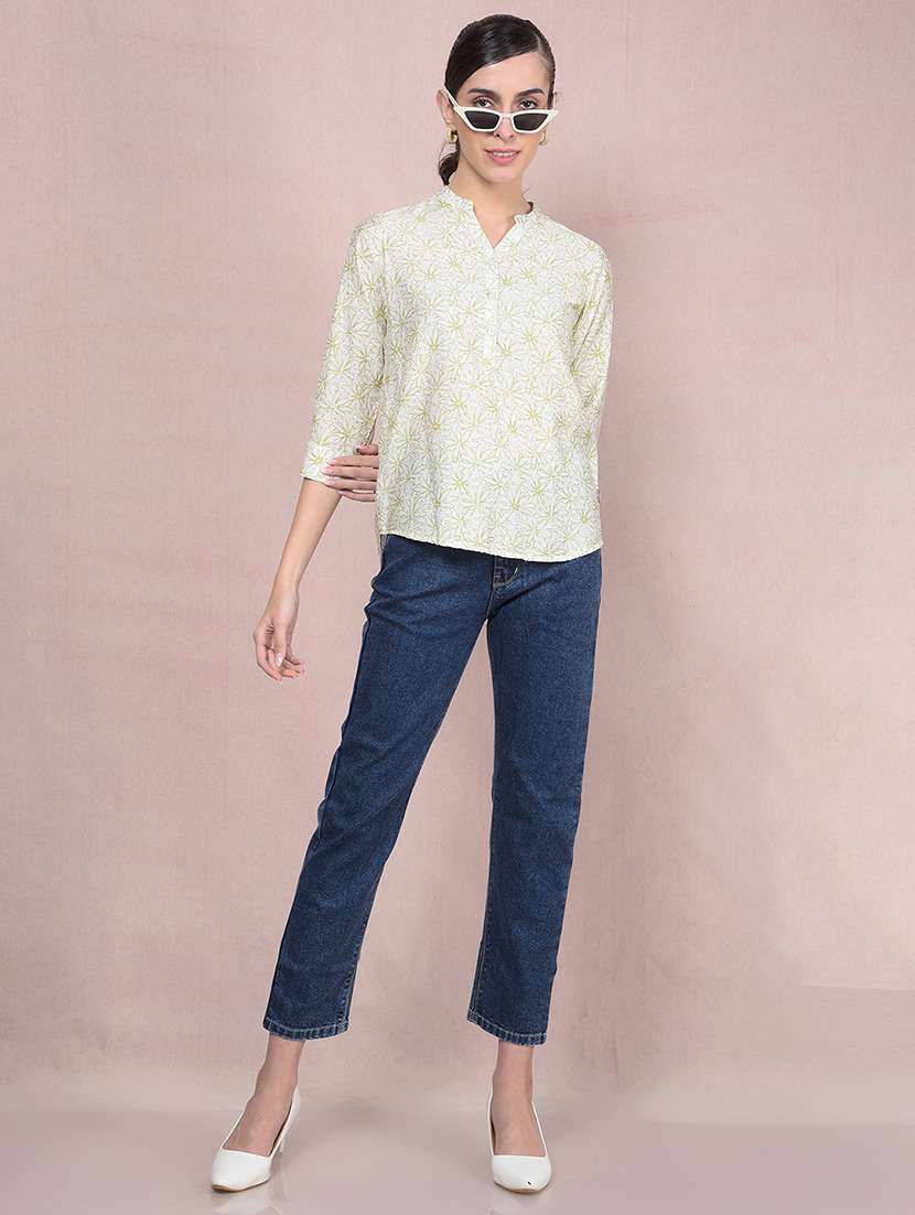 women printed mandarin neck regular top - 21854906 - Standard Image - 5