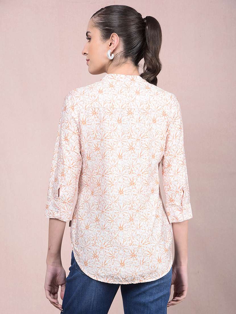 women printed mandarin neck regular top - 21854907 - Standard Image - 3