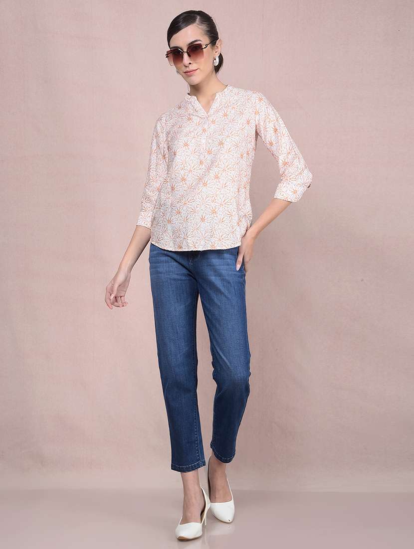 women printed mandarin neck regular top - 21854907 - Standard Image - 5
