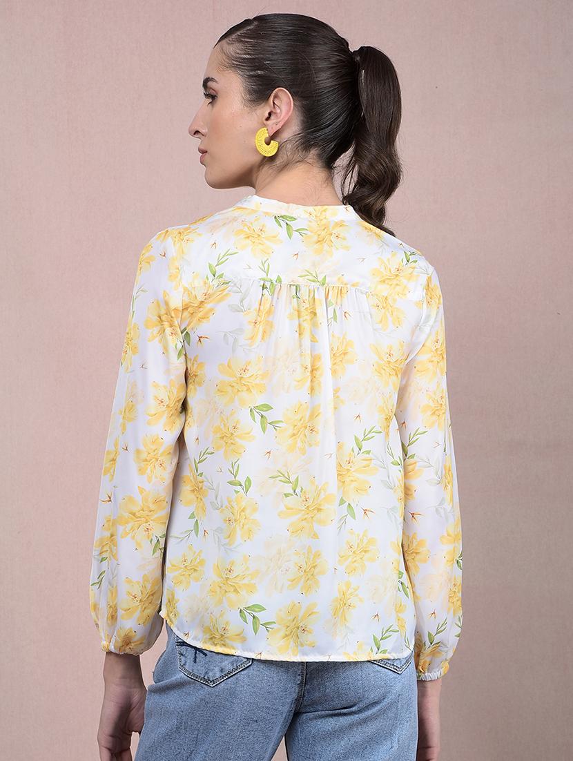 women floral printed puff sleeves regular top - 21854908 - Standard Image - 3