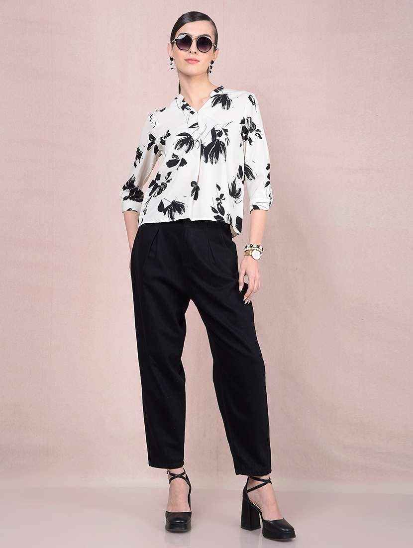 women printed mandarin neck regular top - 21854922 -  Standard Image - 5