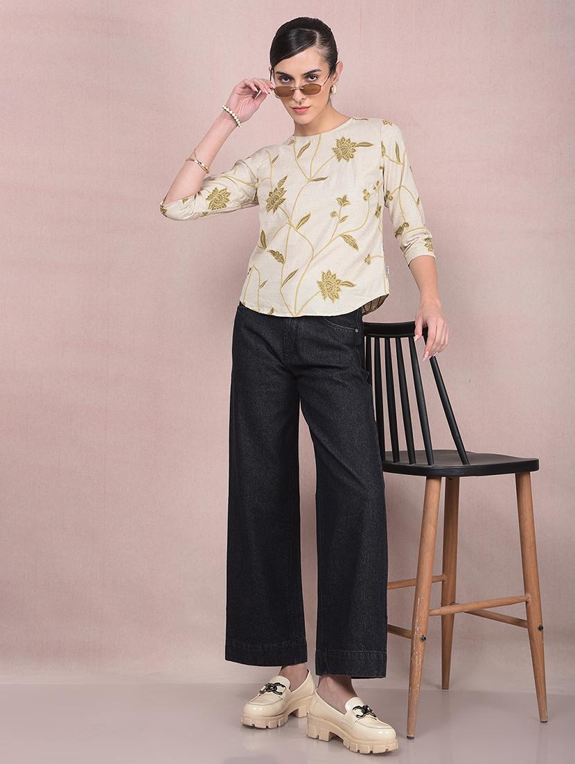 women embroidered three quarter sleeves regular top - 21854923 - Standard Image - 5