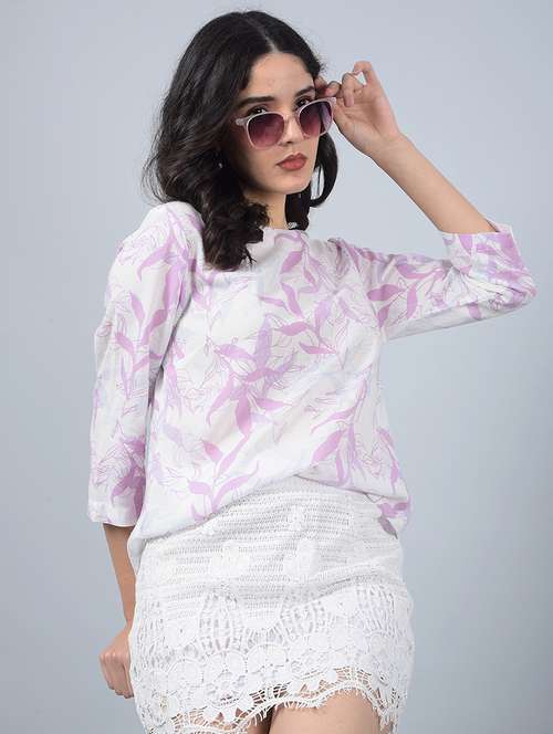 women printed round neck high low top - 21854927 -  Standard Image - 0