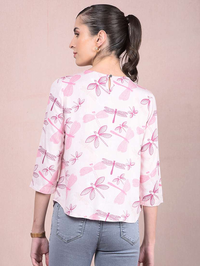 women printed three quarter sleeves regular top - 21854930 - Standard Image - 3