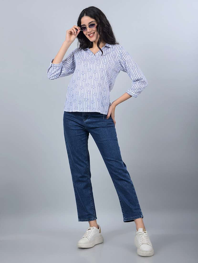 women printed collared regular top - 21854932 - Standard Image - 5