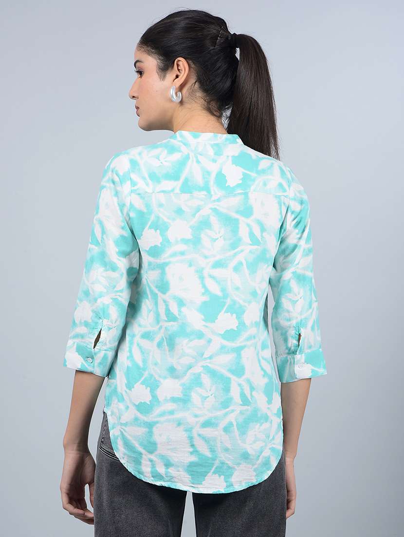 women printed madarin neck high low top - 21854933 -  Standard Image - 3