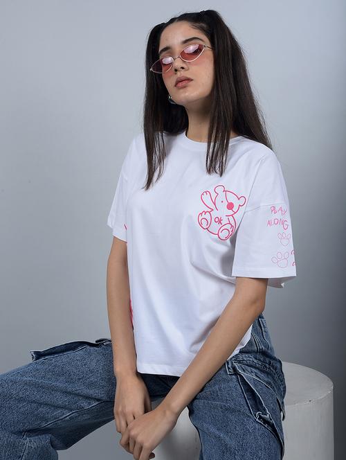 women printed short sleeves oversized t-shirt - 21854944 - Standard Image - 0