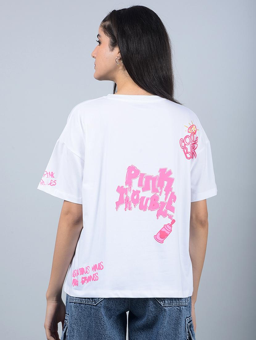 women printed short sleeves oversized t-shirt - 21854944 - Standard Image - 3