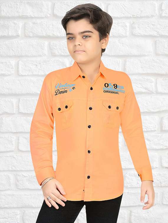 boys printed long sleeve casual shirt