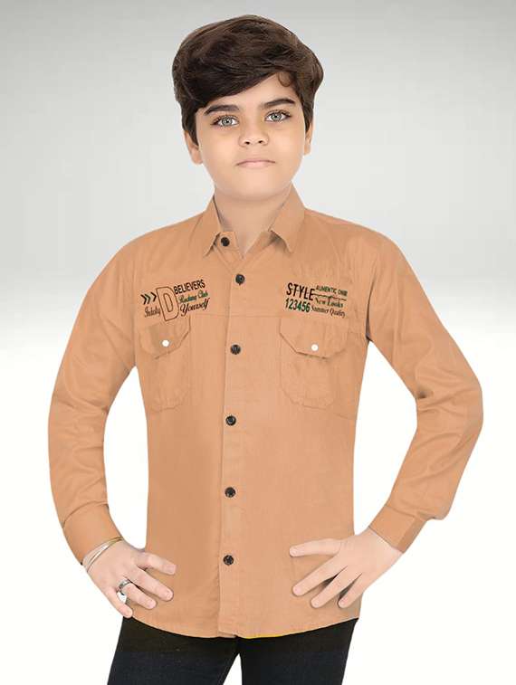 boys printed long sleeve casual shirt