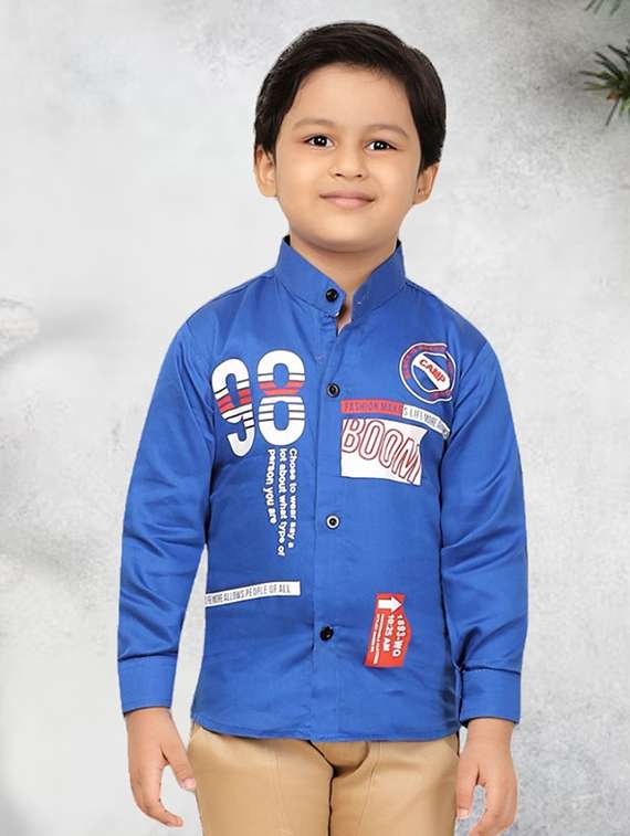 boys printed long sleeve casual shirt