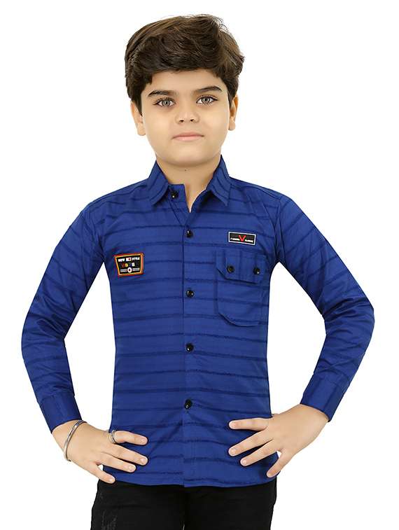 boys striped long sleeve casual shirt