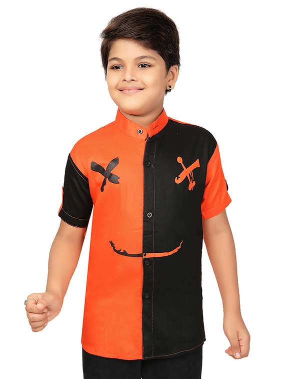 boys printed short sleeve casual shirt