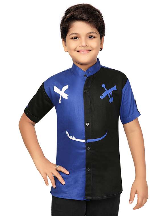 boys printed short sleeve casual shirt