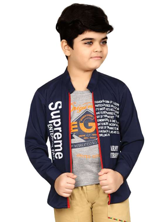 boys printed jacket with attached t-shirt